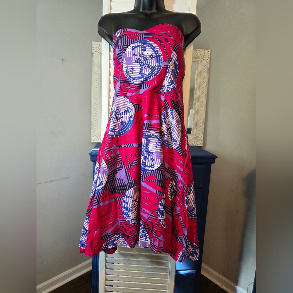 Vibrant Pink and Purple Patterned Dress